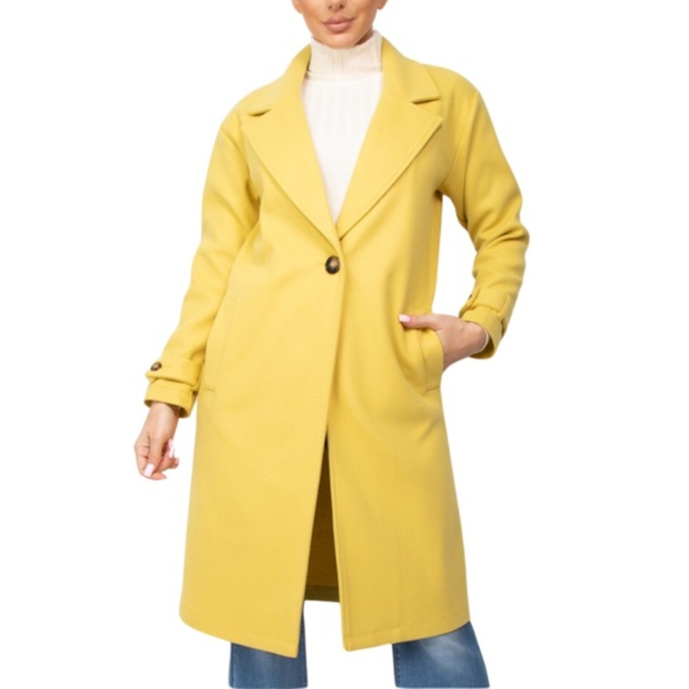Yellow Collared Pocketed Coat - Large - Picture 2 of 6